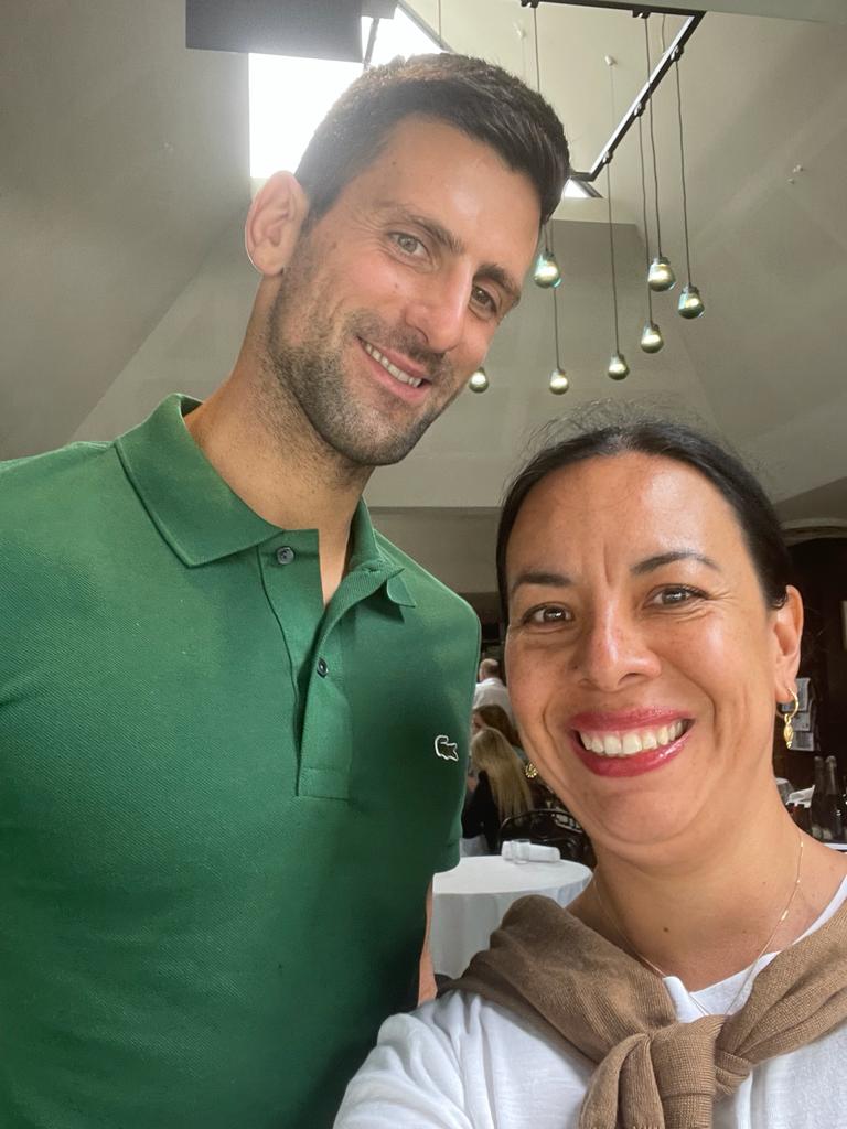 Gina Ponce de León y Novak Djokovic