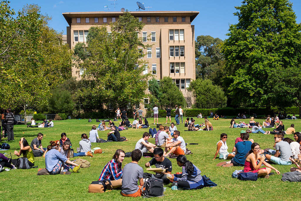 Australia, Carlton Parkville University of Melbourne South Lawn students John Medley Building