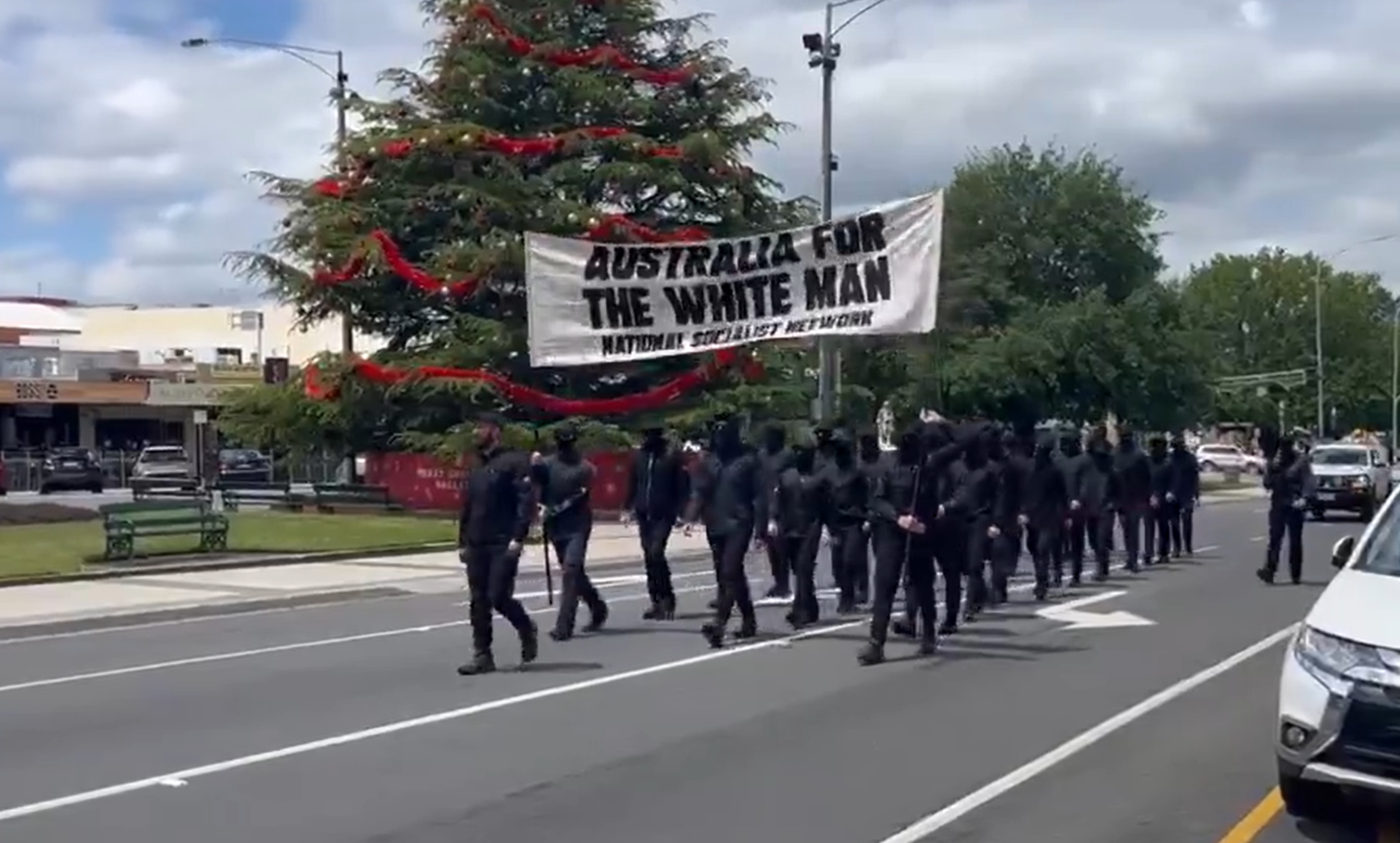 Victoria police are facing criticism for a lack of arrests following a white supremacist march in the regional city of Ballarat.png