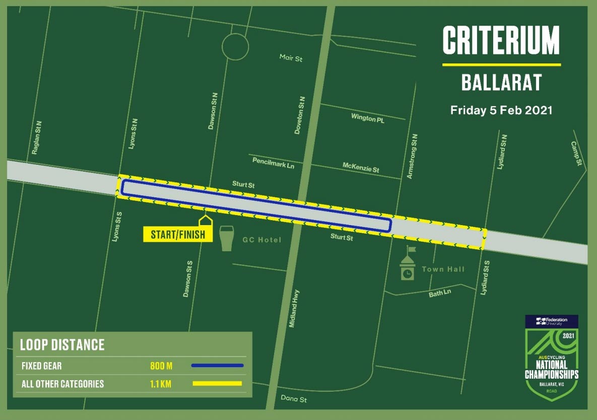Road nationals criterium course, yes it's the 2021 graphic, but the course hasn't changed.
