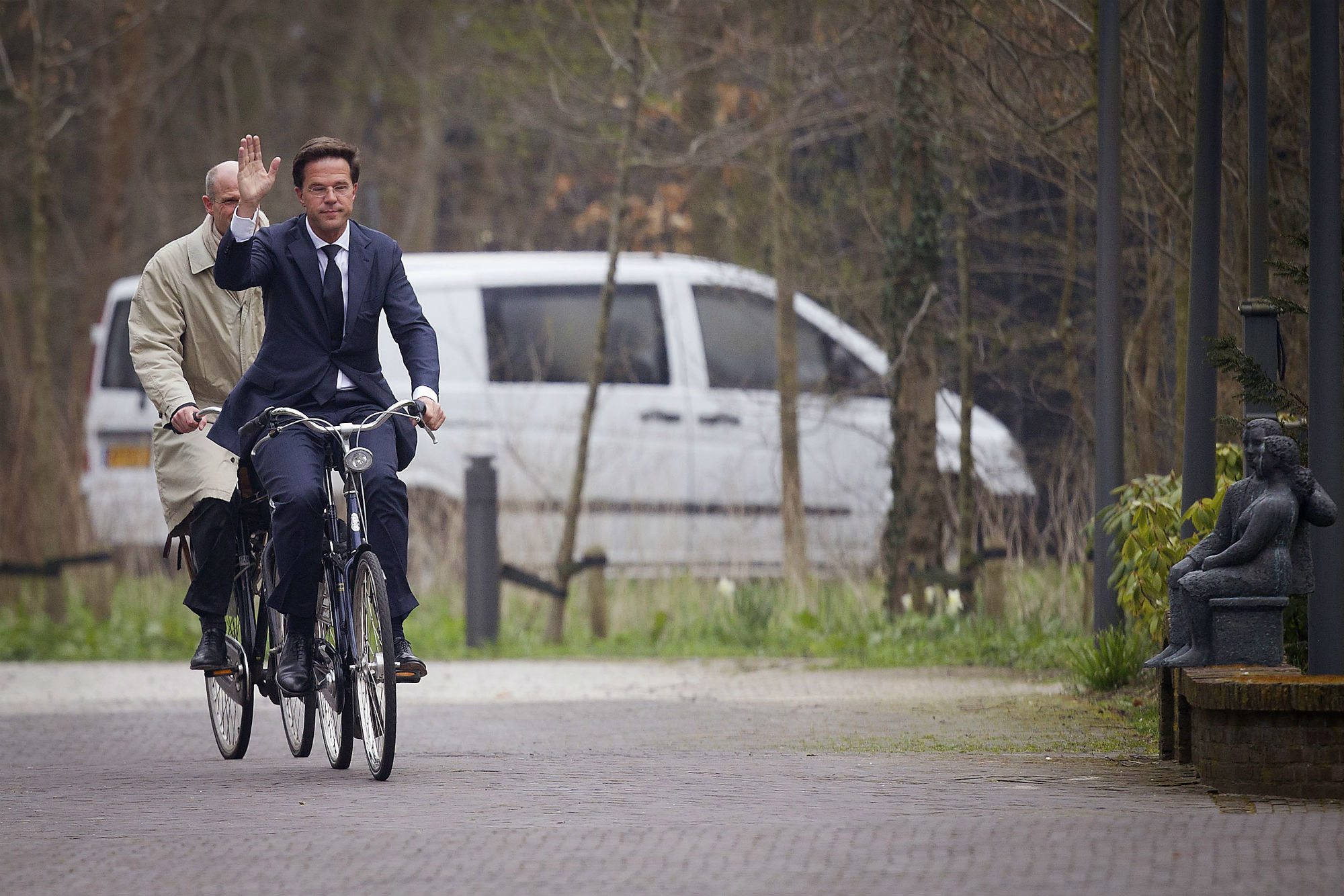 "Everyday cycling"... Dutch Prime Minister Mark Rutte arrives for work at his official residence in The Hague.