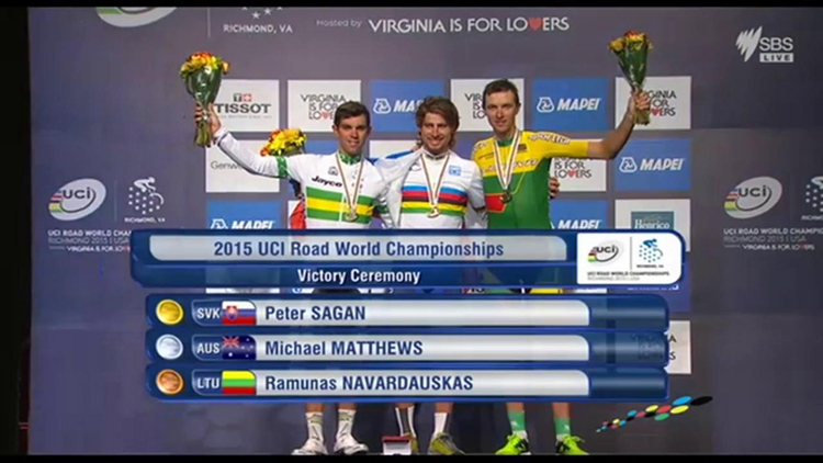 UCI Road World Championships, podium