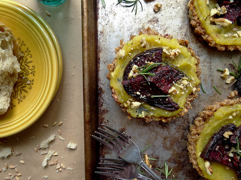 Farro and sweet dumpling squash tartlettes