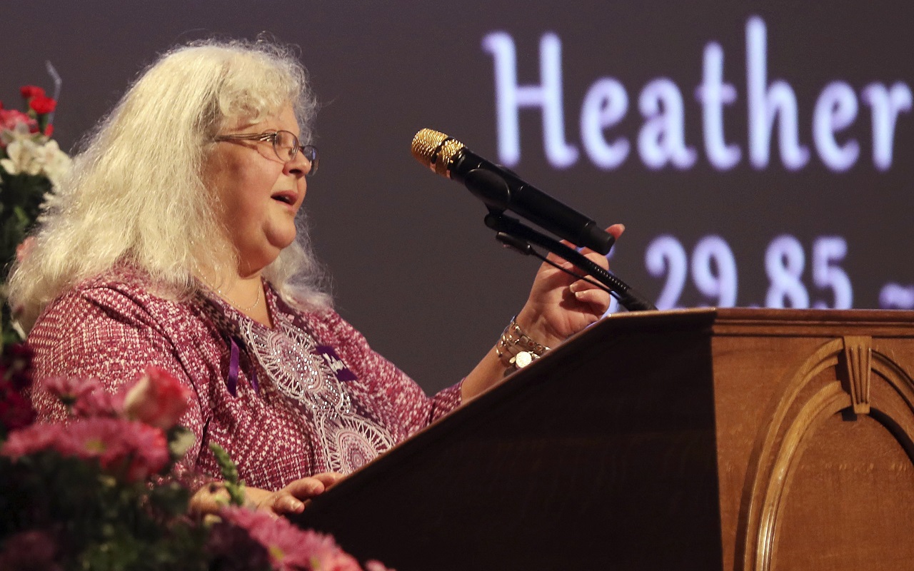 Susan Bro, mother to Heather Heyer, spoke during a memorial for her daughter in Charlottesville, Va.