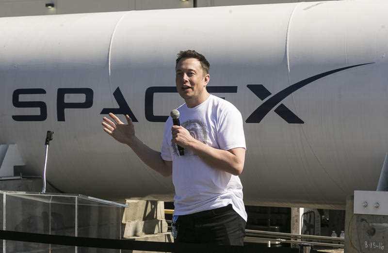 SpaceX CEO Elon Musk congratulates teams competing on the Hyperloop Pod Competition II at SpaceX's Hyperloop track in Hawthorne, Calif., Sunday, Aug 27, 2017.