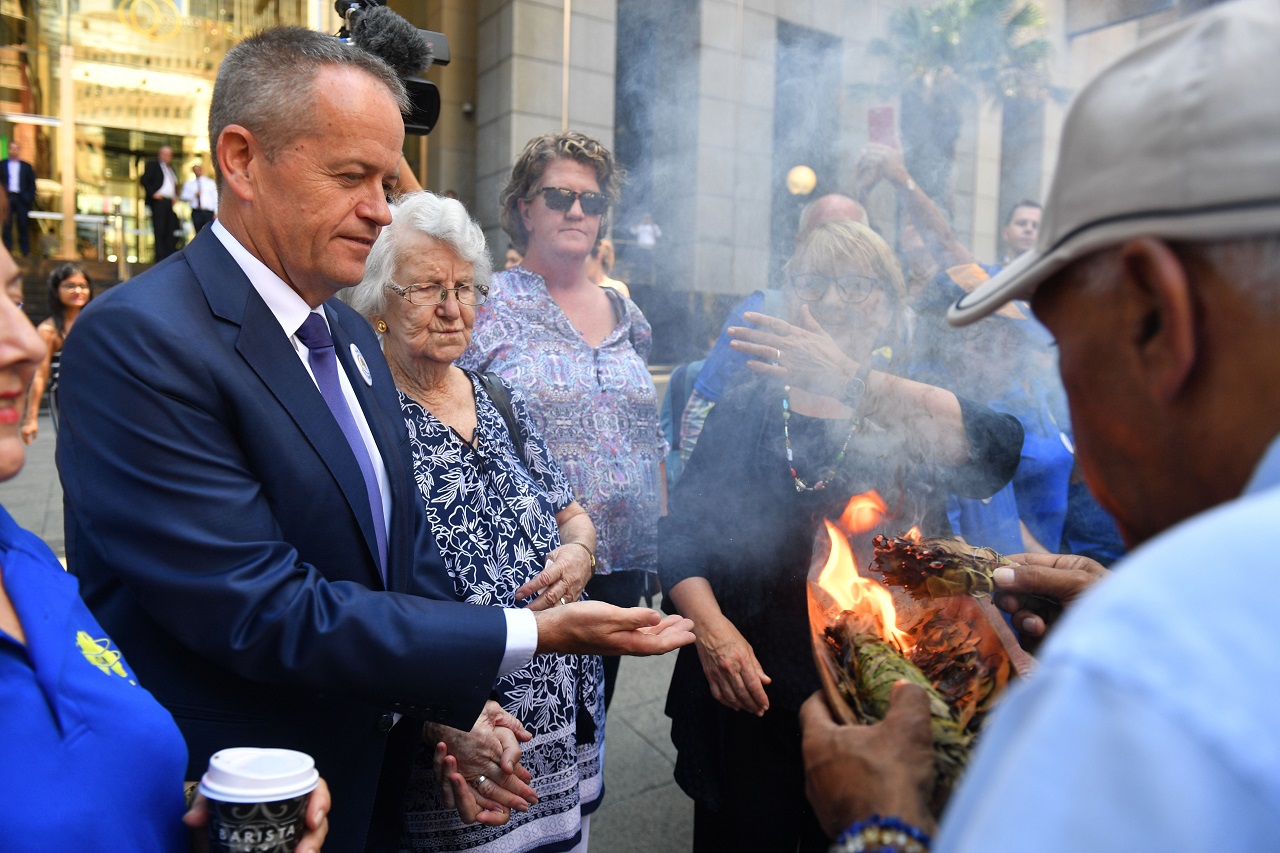 Bill Shorten at a smoking ceremony.