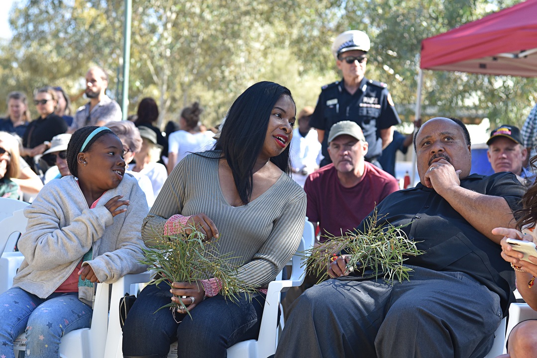 Martin Luther King III, is seen with his wife Arndrea and daughter Yolanda, in Alice Springs.