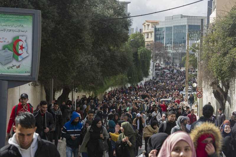 Algerian students from Bouzareah university, protest in the capital Algiers against ailing President Abdelaziz Bouteflika's bid for a fifth term