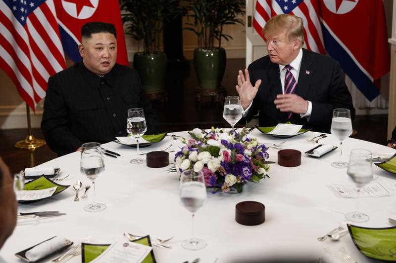 Donald Trump has dinner with Kim Jong-un.