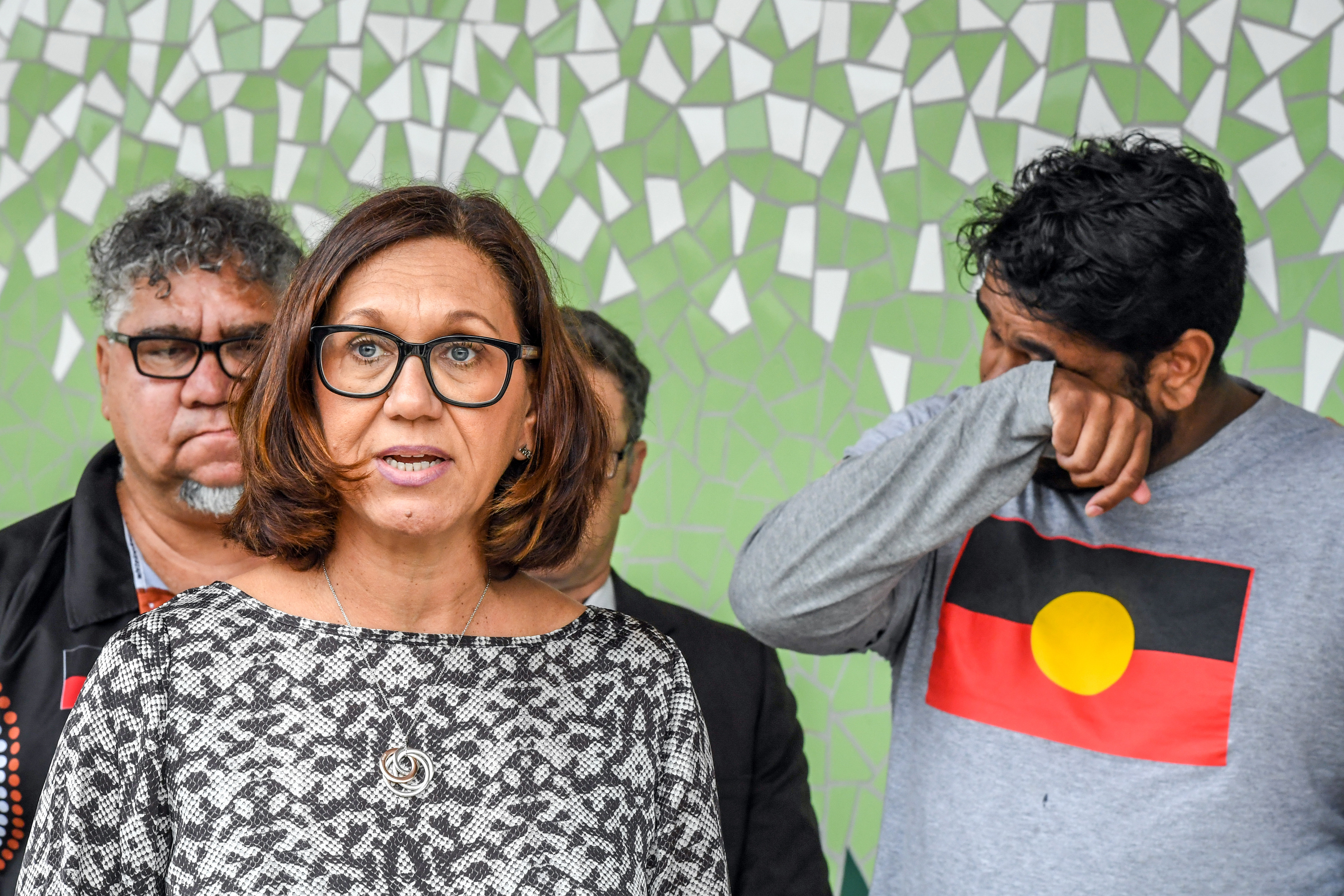 Naomi Williams' cousin Anita Heiss addresses the media at the NSW Coroners Court  in March 2019.