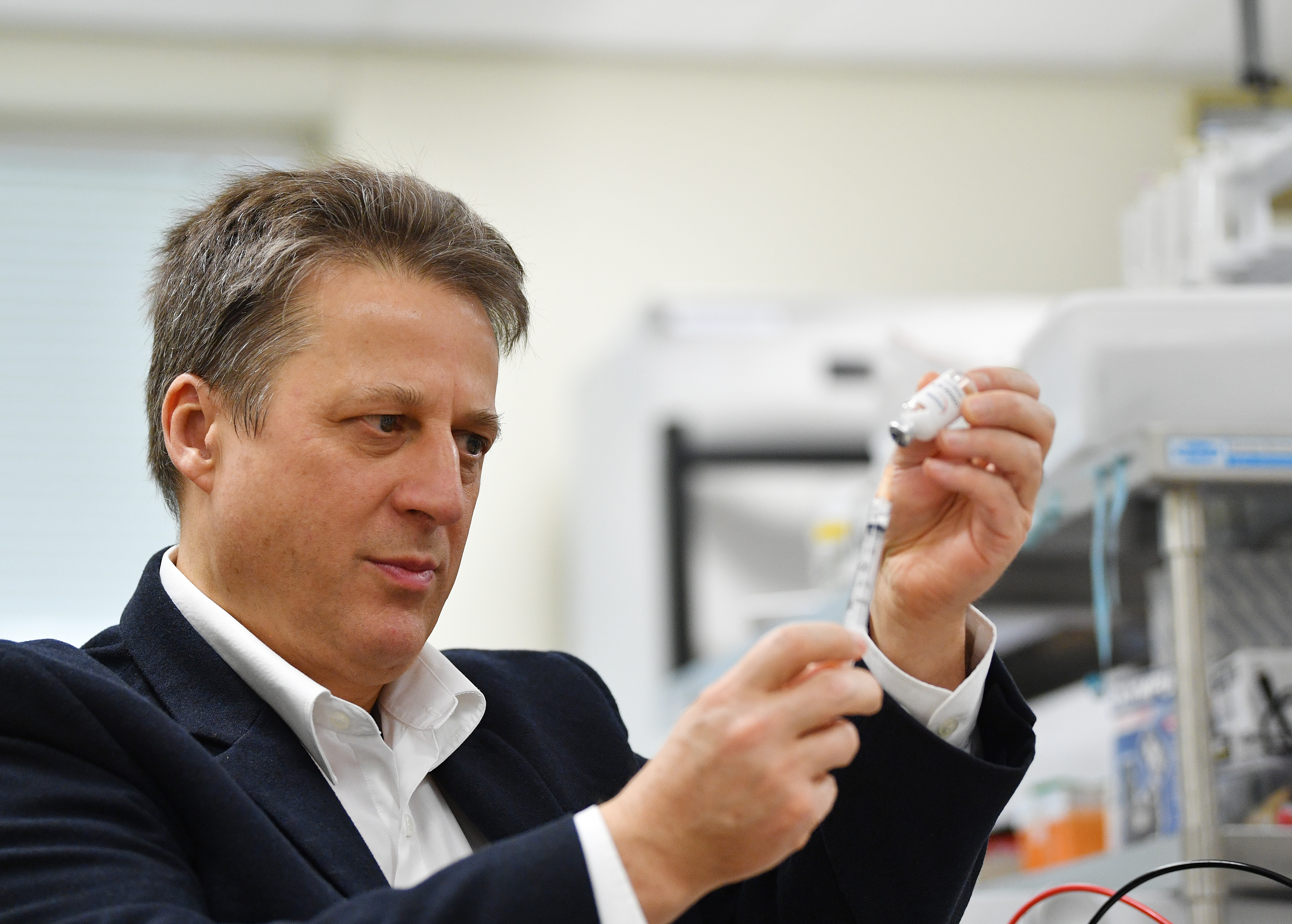 Vaxine research director Nikolai Petrovsky in the Flinders University lab.