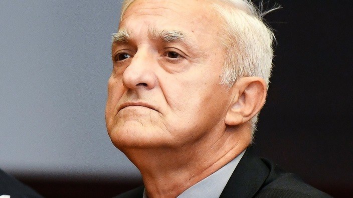 Dragon Vasiljkovic, also known as Captain Dragan, listen to his judgement during his trial at a court in Split, Croatia 