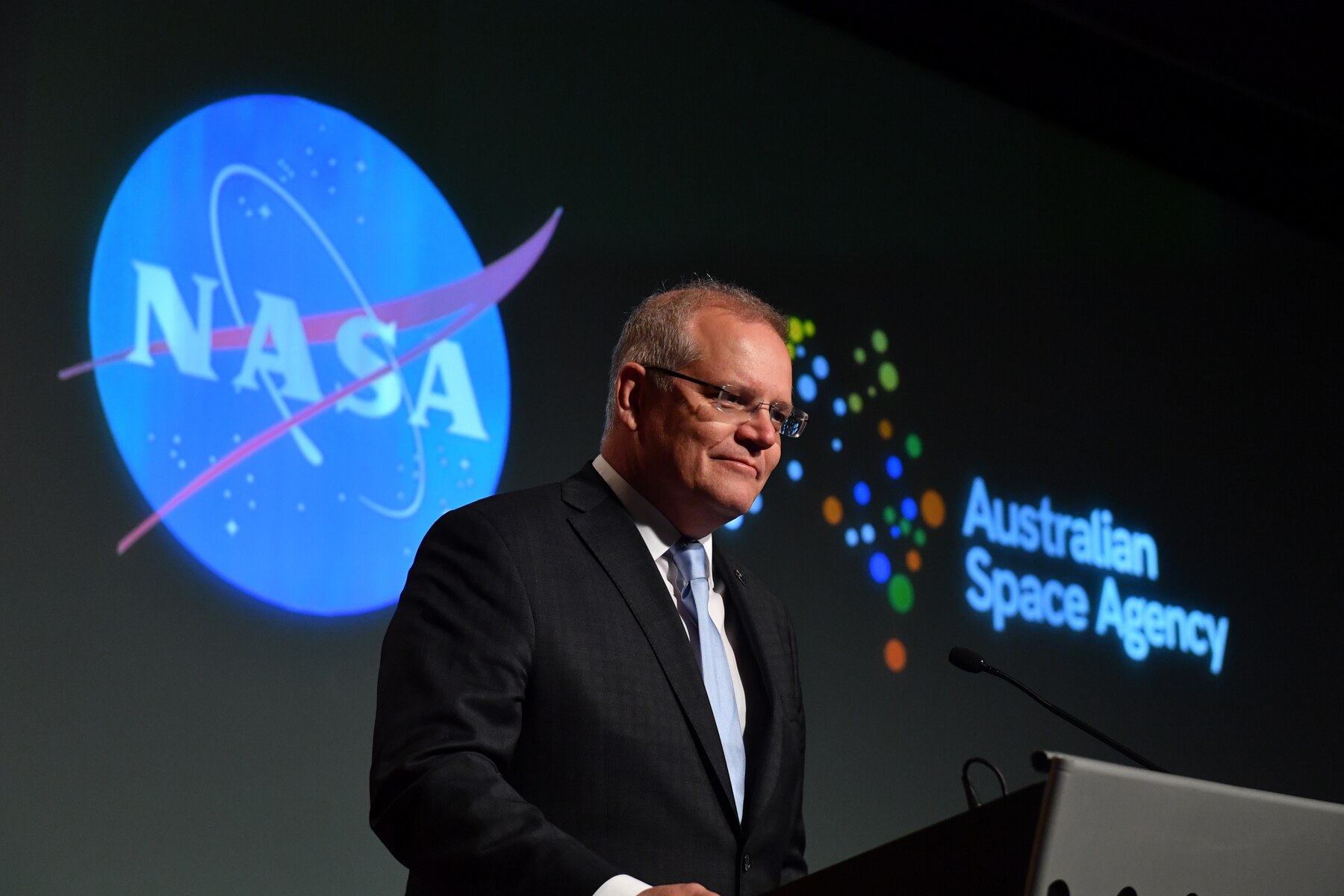 Australia's Prime Minister Scott Morrison at the NASA headquarters in Washington DC.