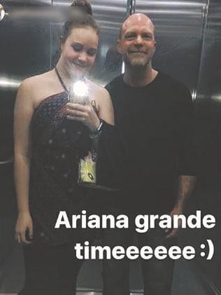 Peta and her father before the concert in Manchester.