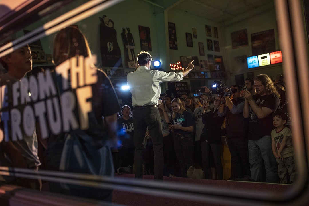 Rep. Beto O'Rourke, the Democratic candidate for Texas Senate, at Good Records in Dallas.