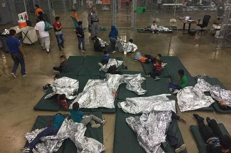 US Customs and Border Patrol showing people inside a United States Border Patrol Processing Centre, 18 June 2018.