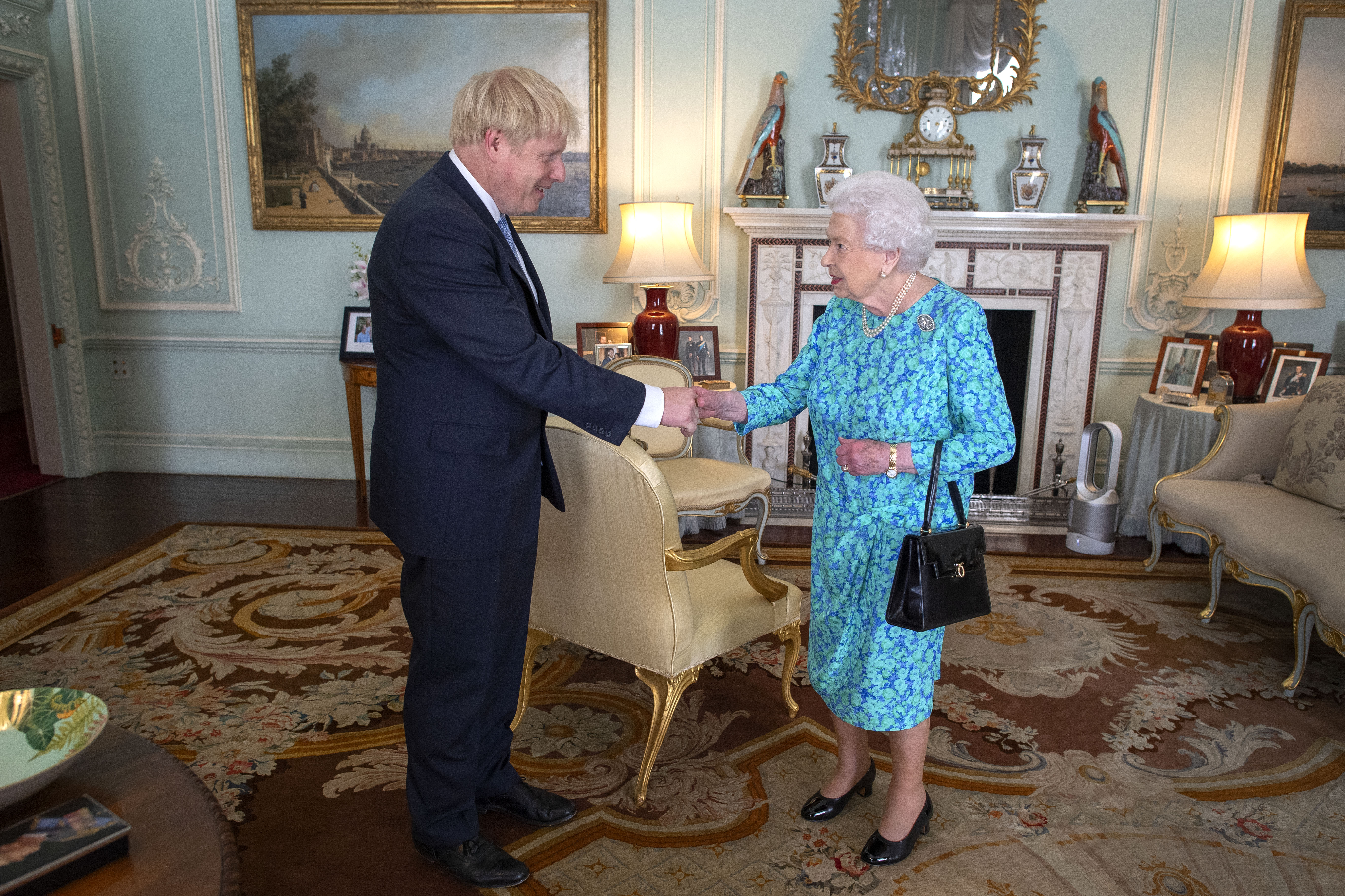 Queen Elizabeth II welcomes newly elected leader of the Conservative party, Boris Johnson.