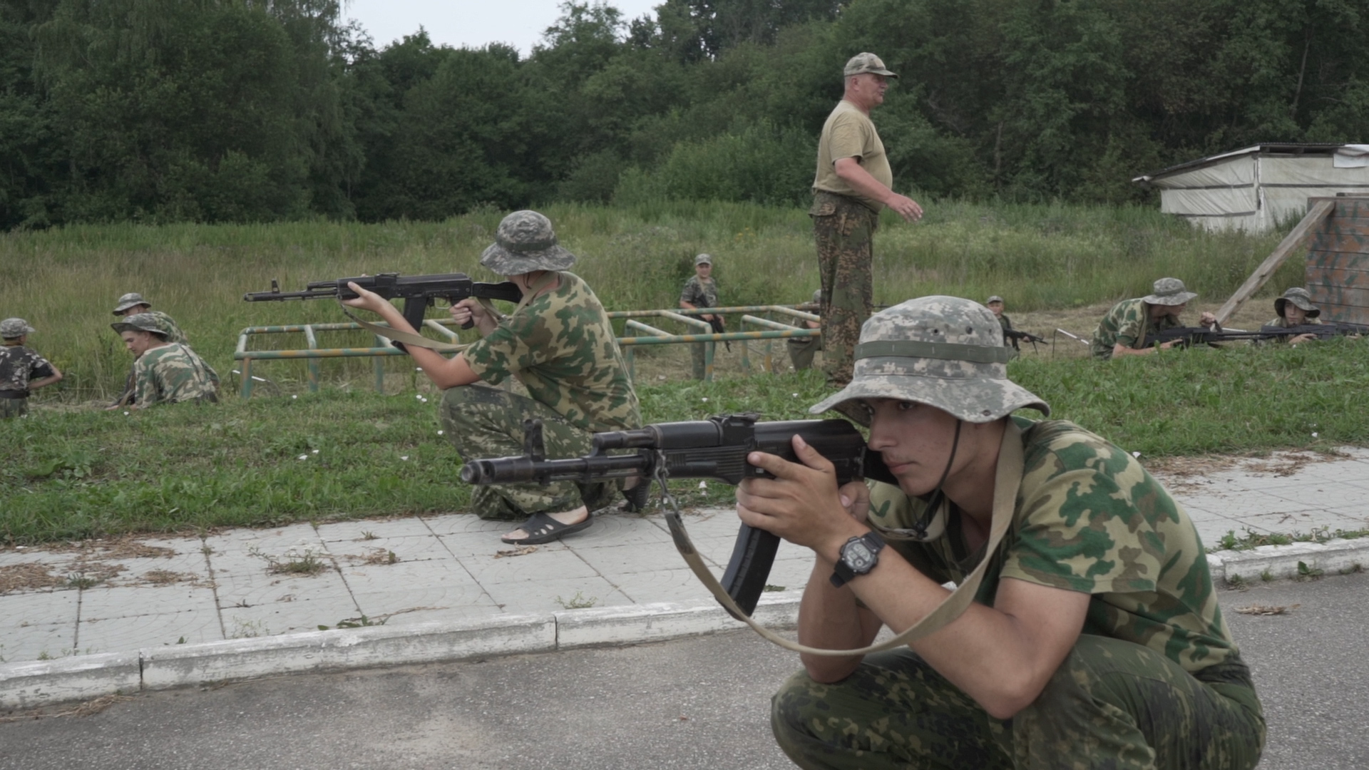 The camps involves 7am starts, night guarding, endless combat training and military exercises.