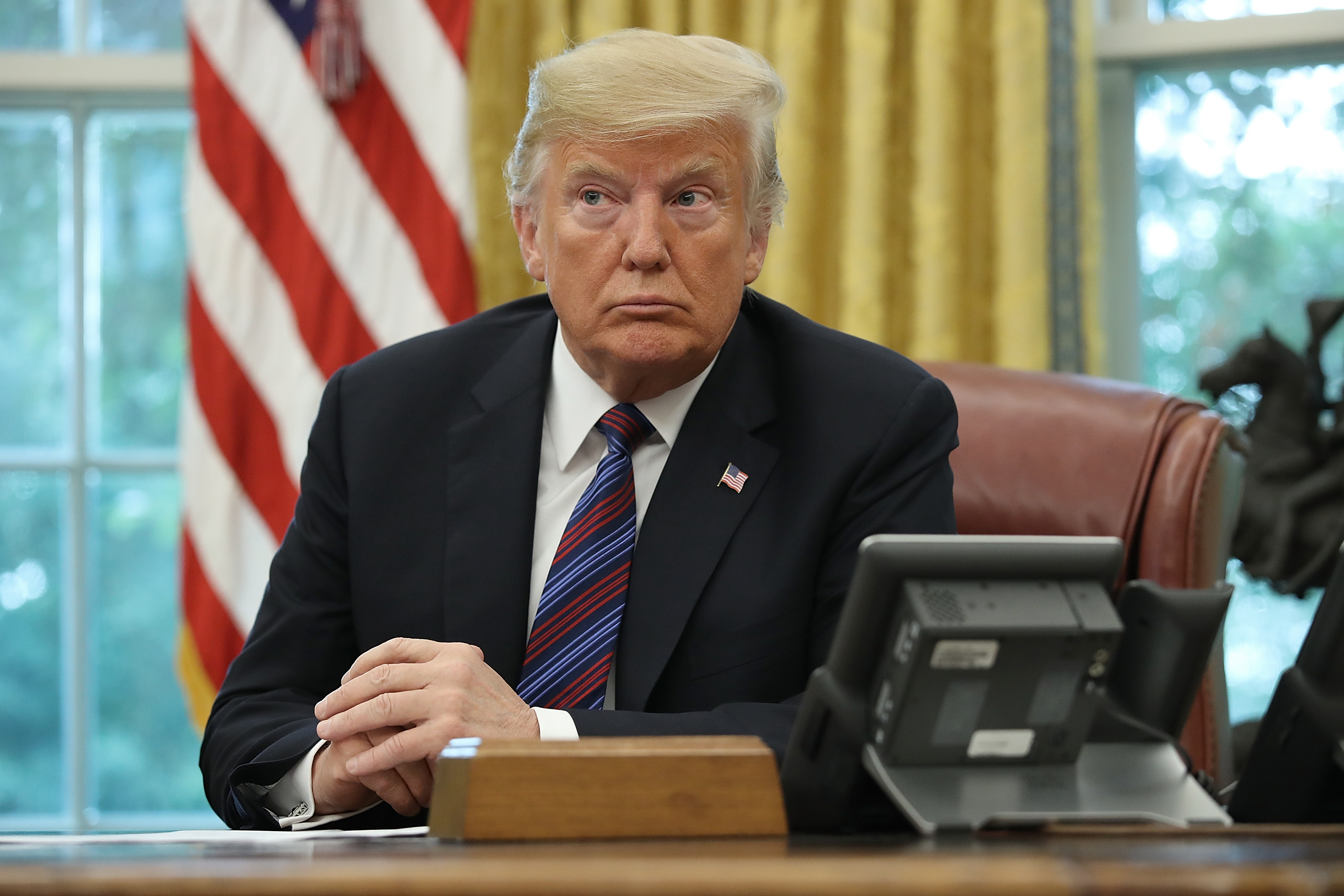 US President Donald Trump in the Oval Office.