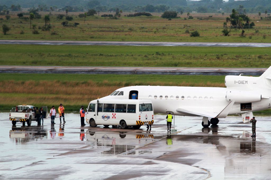 The plane carrying Italian militant Cesare Battisti, wanted in Rome for four murders attributed to a far-left group in the 1970s.