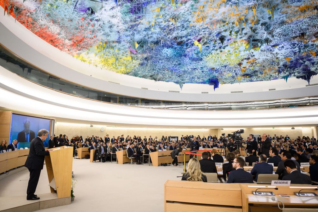 UN Secretary-General Antonio Guterres delivers a speech