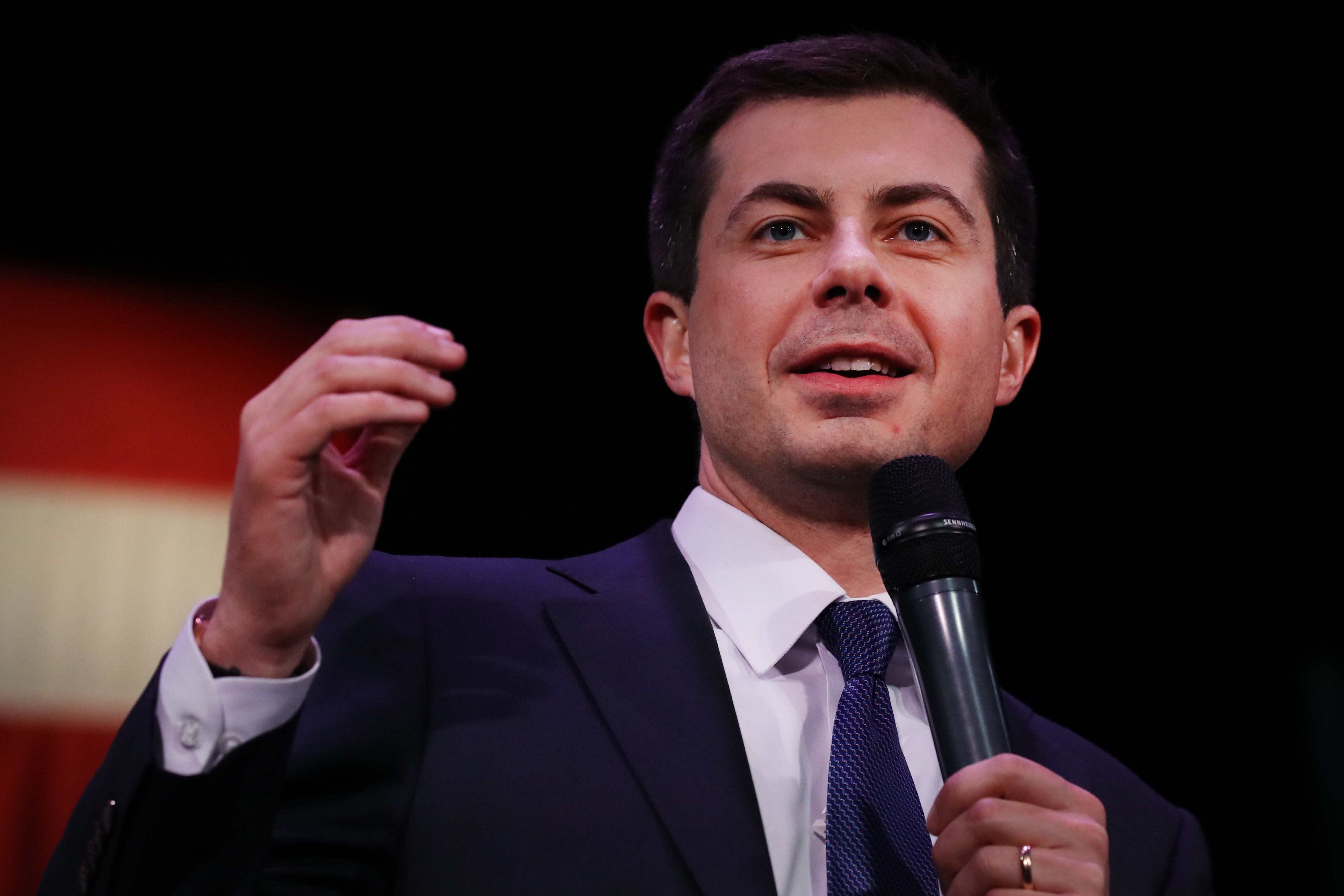 Pete Buttigieg greets supporters in New Hampshire.