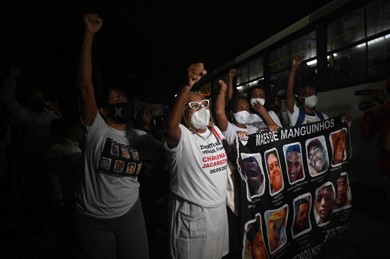 People protest against a police operation to combat alleged drug traffickers that killed 25 people at the Jacarezinho favela.