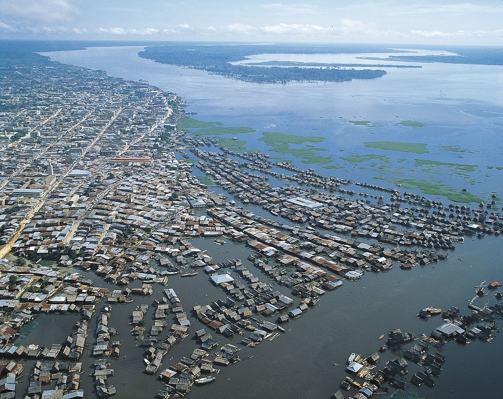 Aerial view of Iquitos on the Amazon River.