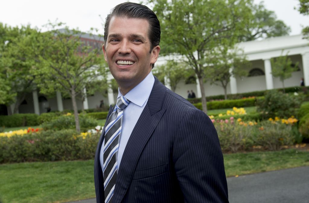 Donald Trump, Jr., son of US President Donald Trump, attends the 139th White House Easter Egg Roll on the South Lawn of the White House in Washington, DC, April 17, 2017.