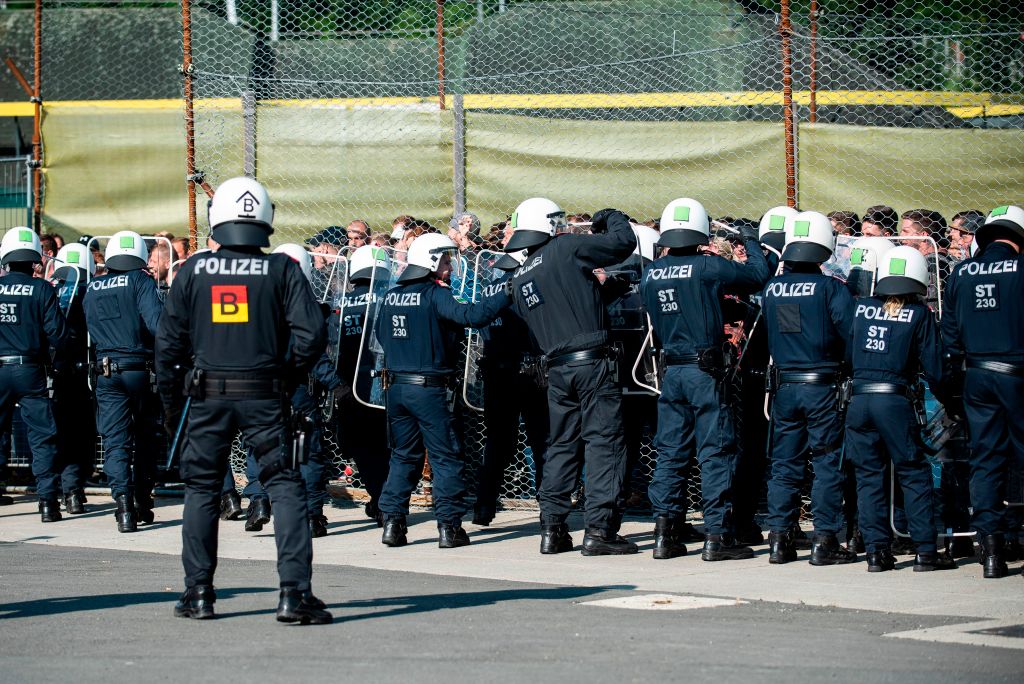 Austria's border patrol police unit, Puma, stages an anti-migration exercise at the Spielfeld border crossing.