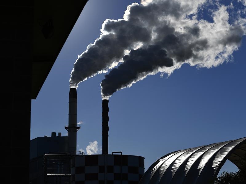 Emissions are seen from a factory at Broadwater, NSW (file image)