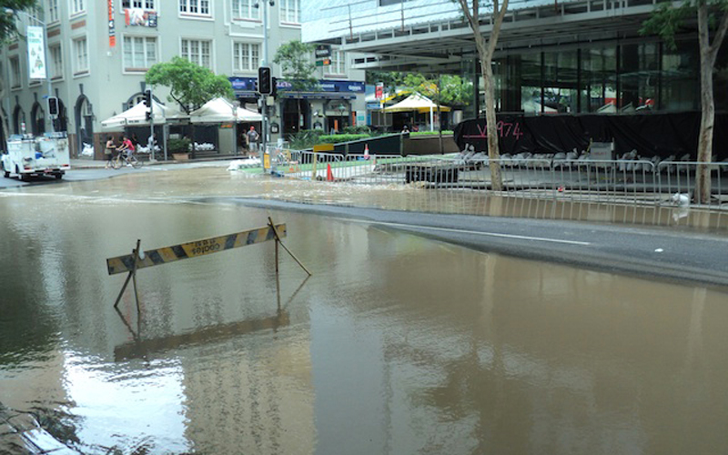 A flooded street