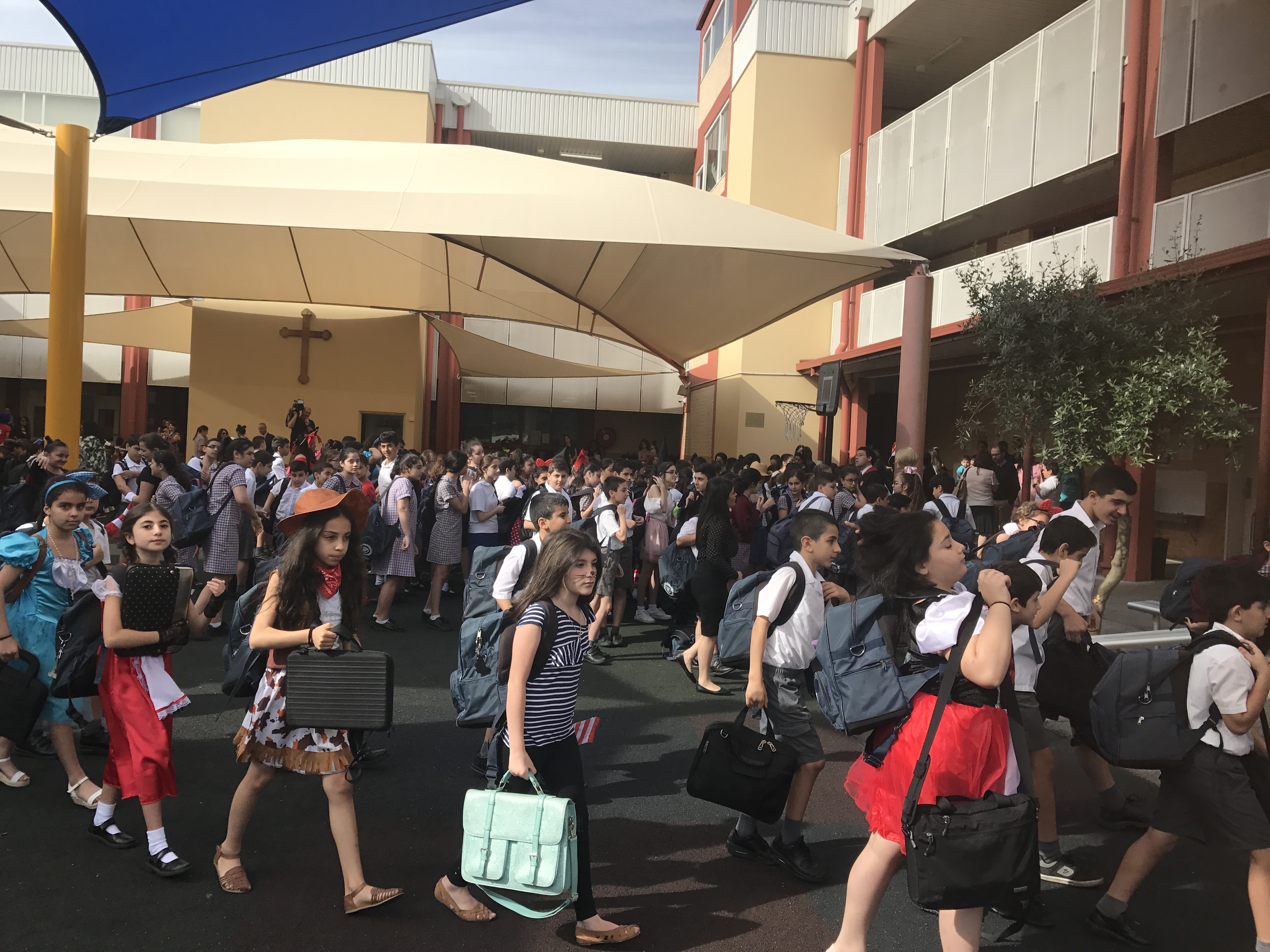 Students at St Hurmizd Primary, in Greenfield Park in Sydney's west