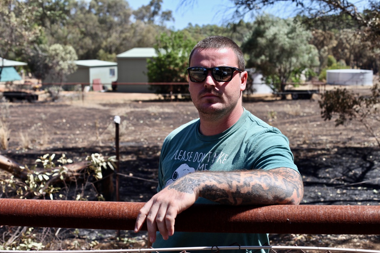 Thomas Smith, 28, evacuated when the fire reached his property on Lilly Road in Tilden Park on Monday afternoon.