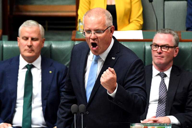 Mr Morrison reacts during question time.