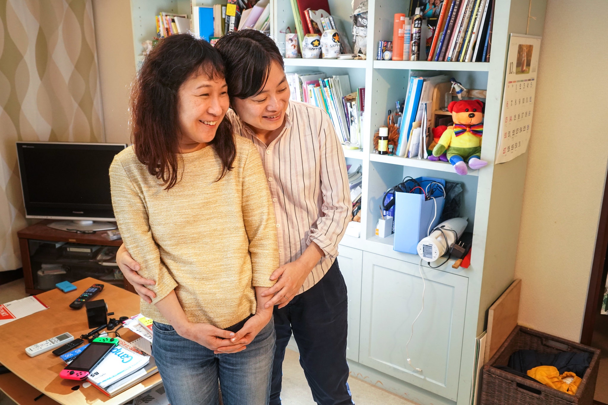 Haru Ono, left, and Asami Nishikawa at their home in Tokyo.