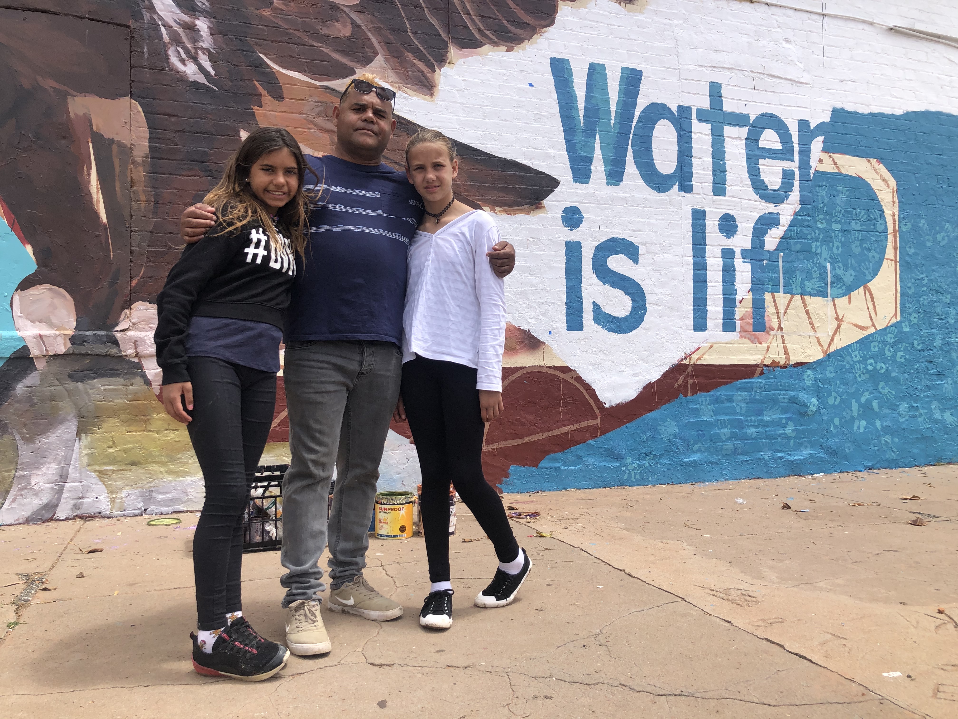 Owen Whyman with daughters Amelia (12) and Kathalka (11). 