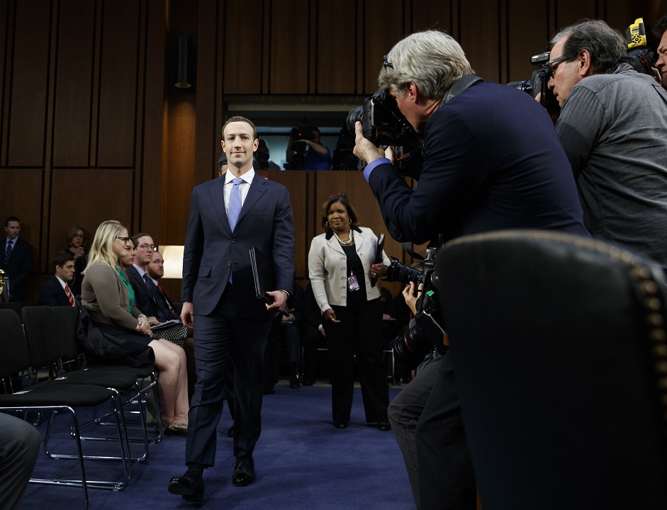 Facebook CEO Mark Zuckerberg arrives to testify before the joint hearing.