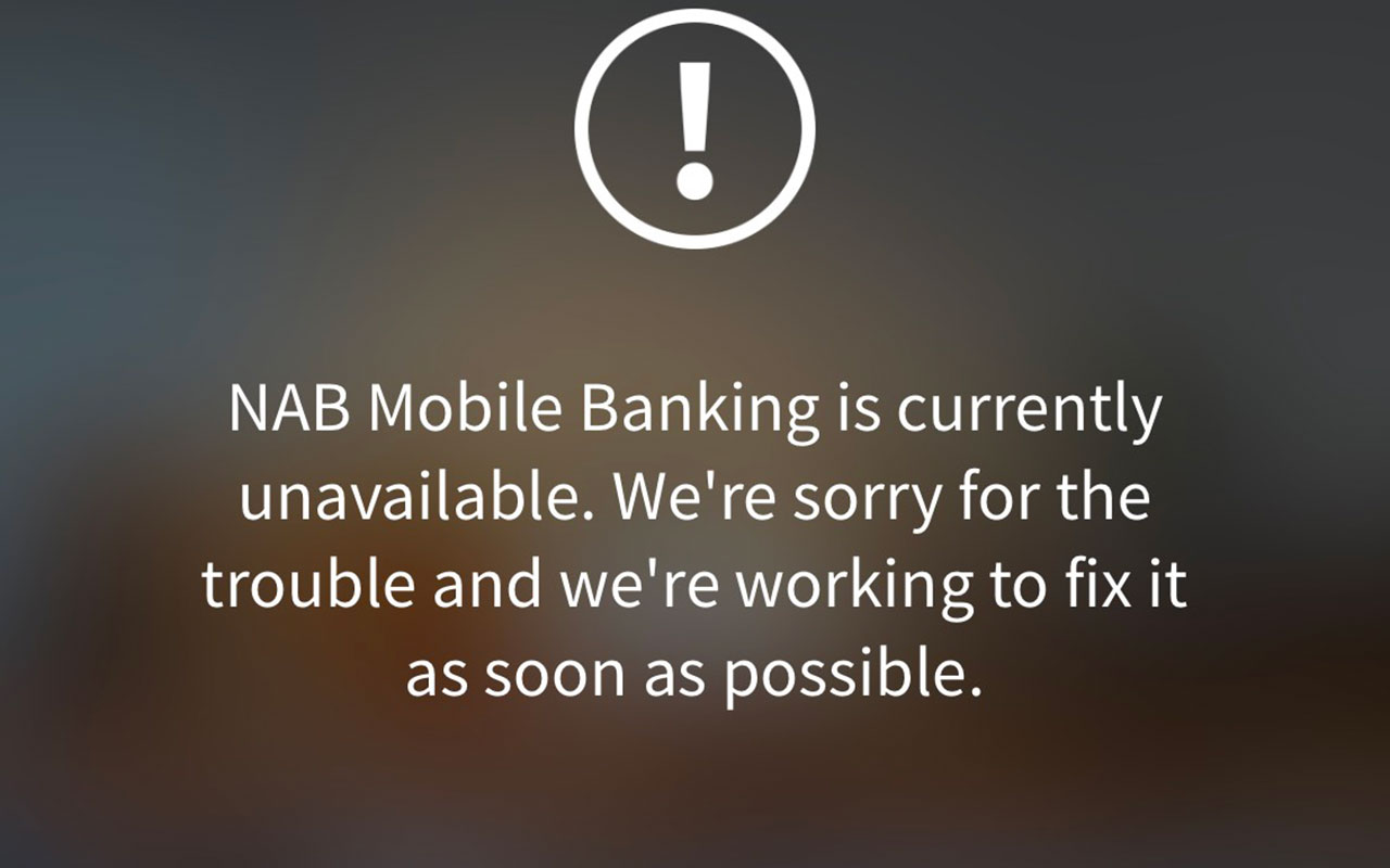 A screenshot of the NAB mobile app on Saturday morning.