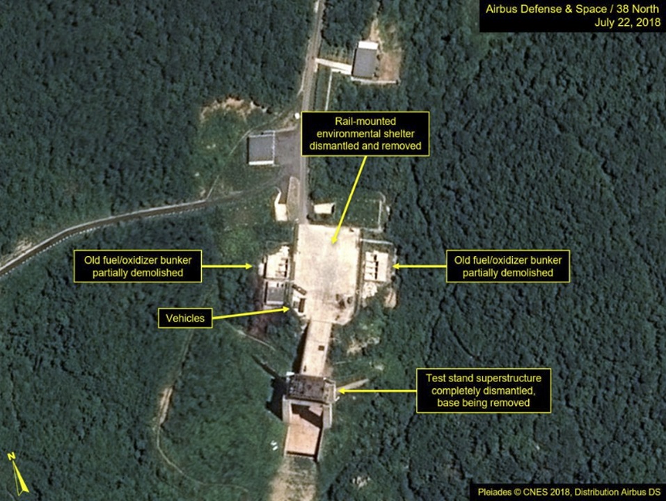 A satellite image reportedly shows key facilities being dismantled at North Korea's Sohae Satellite Launching Station.