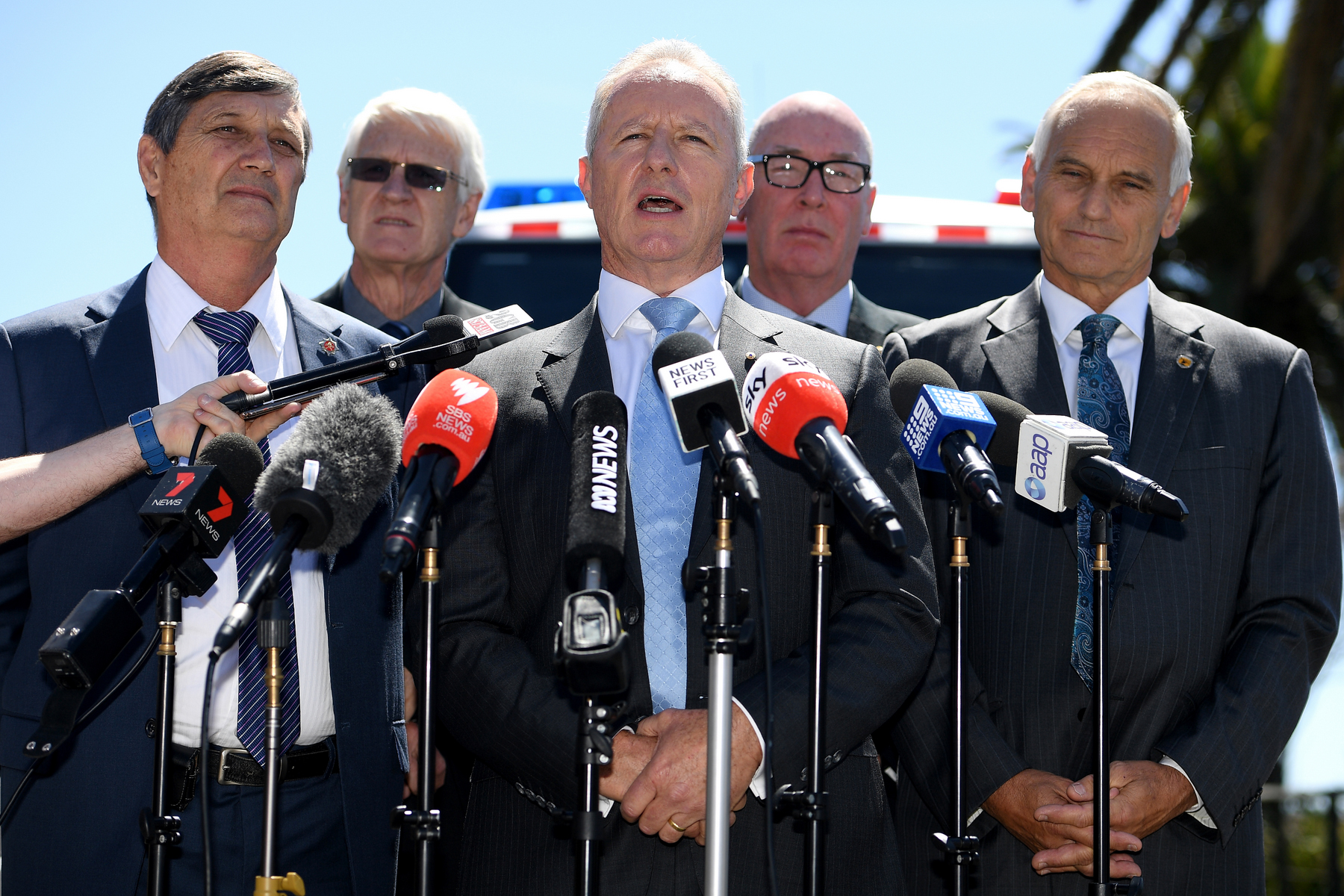 Former NSW Fire and Rescue Commissioner Greg Mullins with former emergency services chiefs