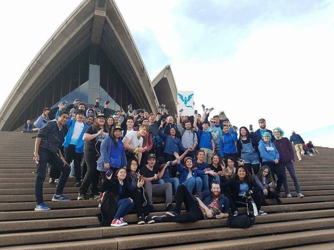 Pokemon Go fans meet to play at iconic Sydney Opera House. 