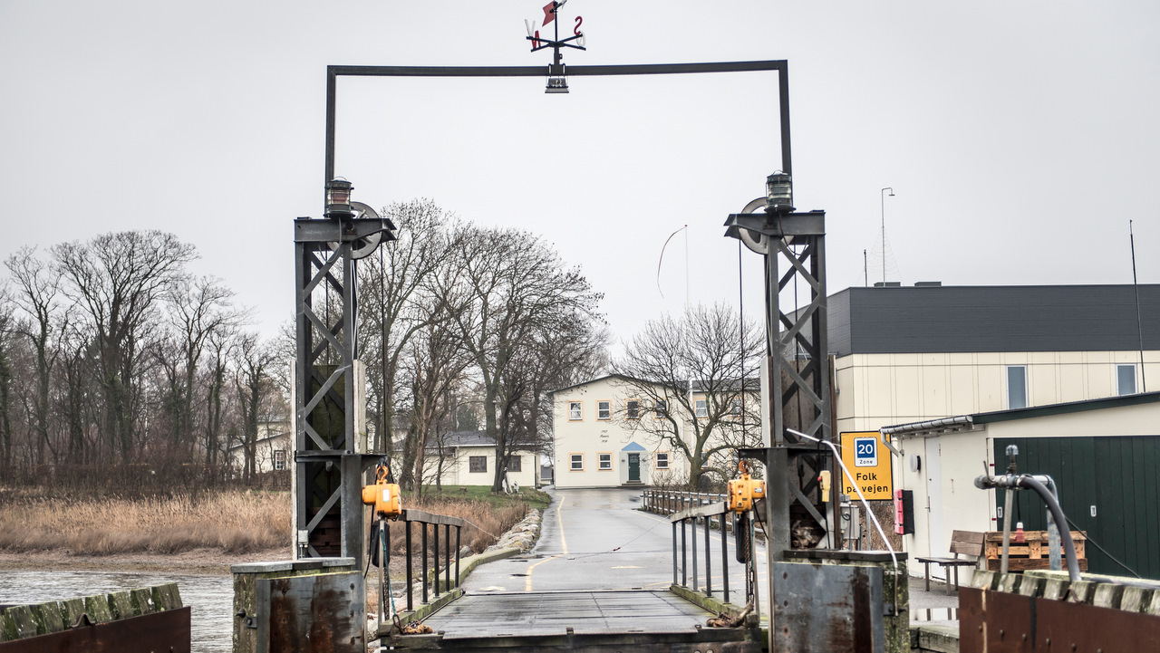 Arrival by ferry on Lindholm island in Denmark.