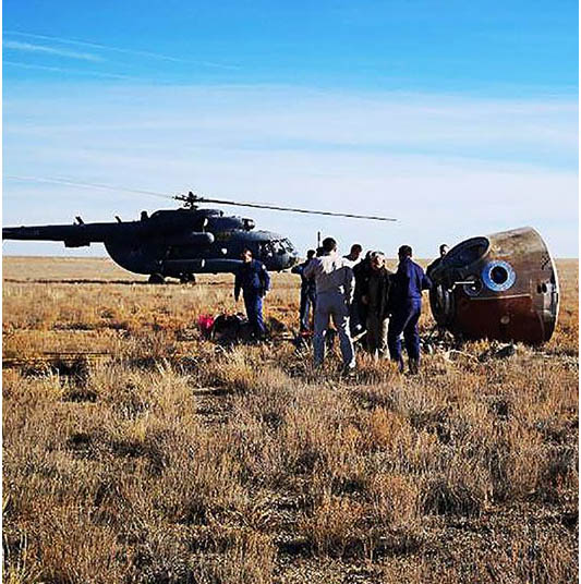A support crew rushed to help the astronauts aboard the capsule that crashed in Kazakhstan.