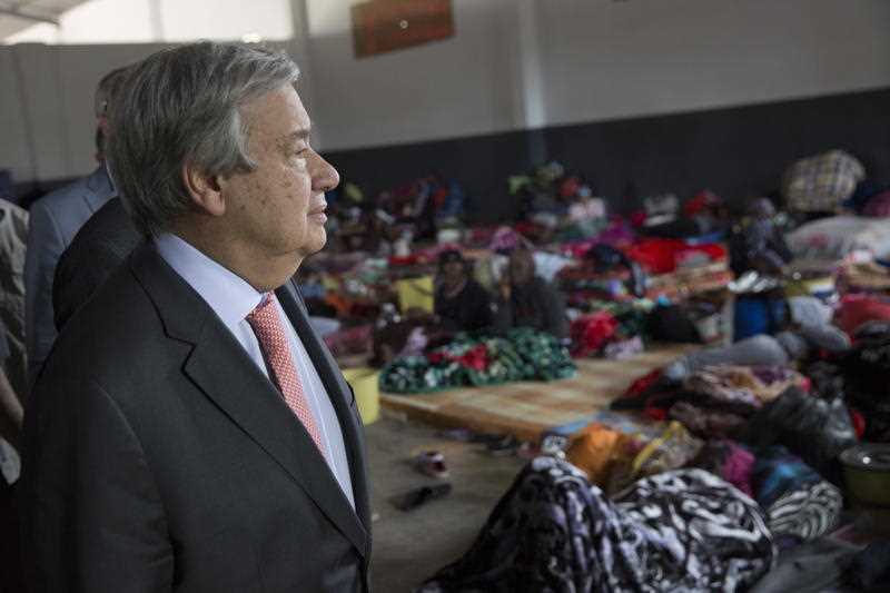 UN Secretary-General Antonio Guterres during his visit to Ain Zara Detention center in Tripoli, Libya.
