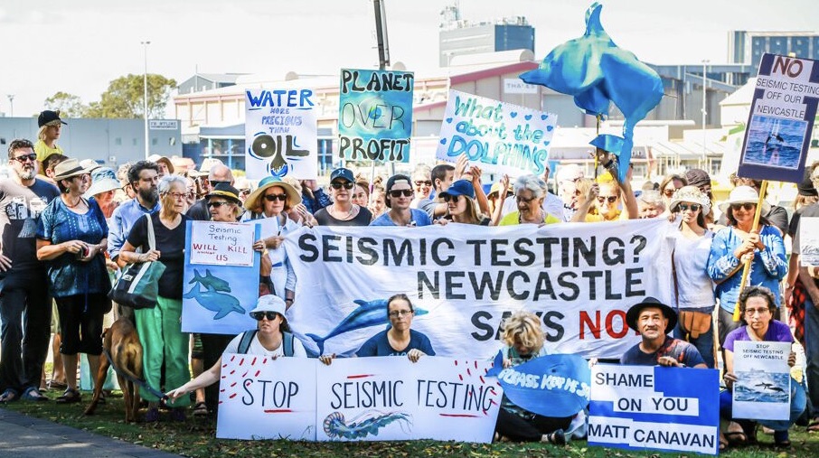Protest against seismic testing off Newcastle coast