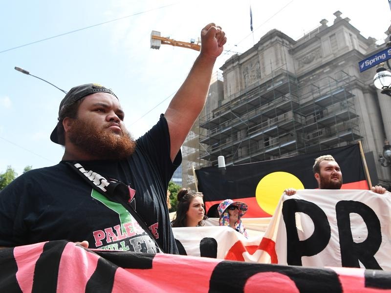 Supporters of the Invasion Day protest