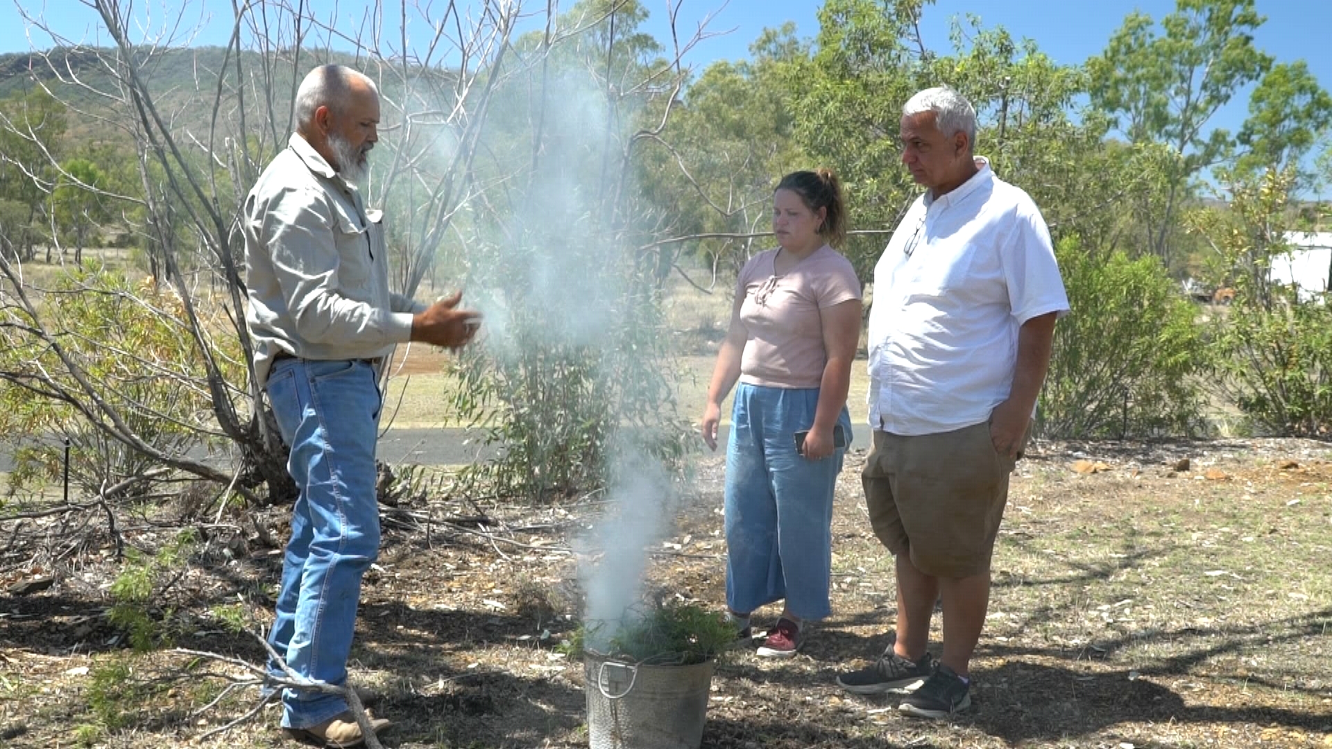 Darryl Black, Keira Jenkins, Terry Royan, smoking ceremony, Gayiri Country