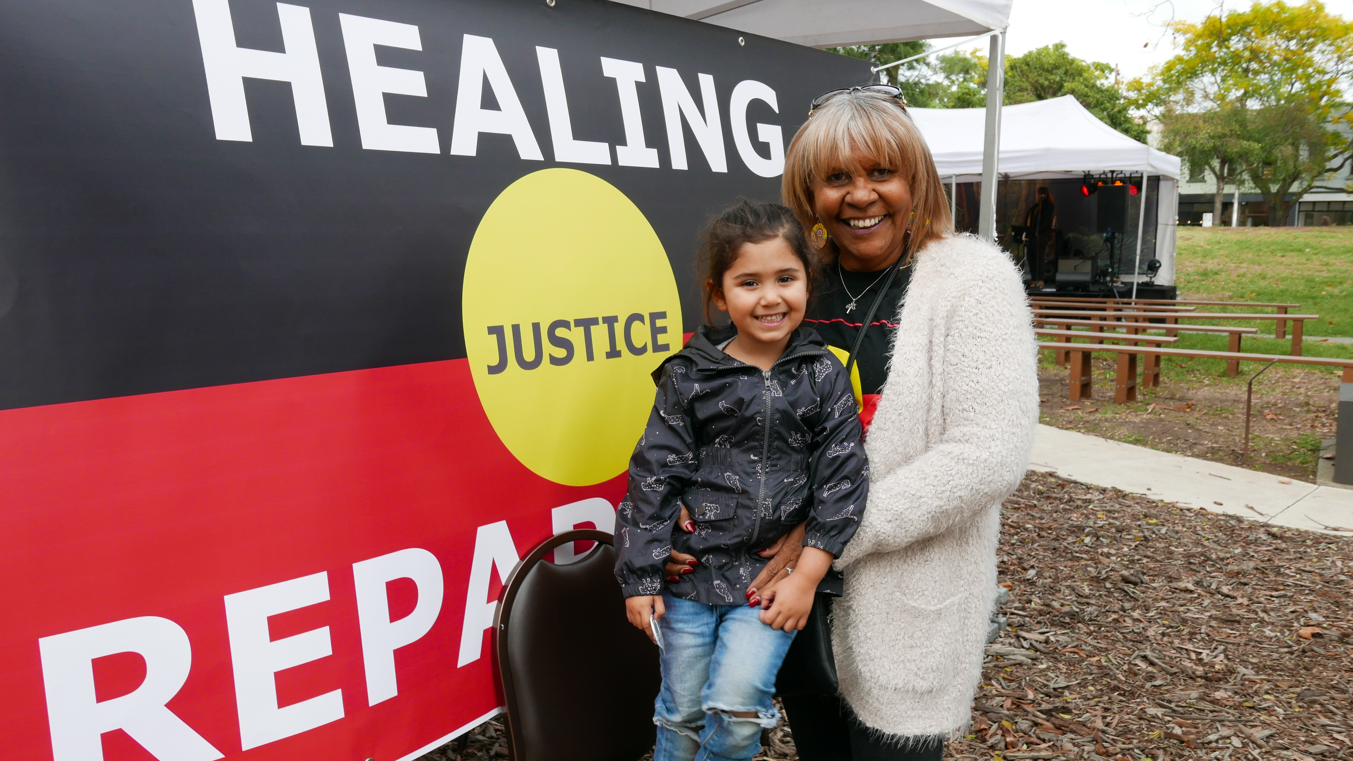 Eva Jo Edwards, member of the Stolen Generations with her grand-daughter Evie Rae.