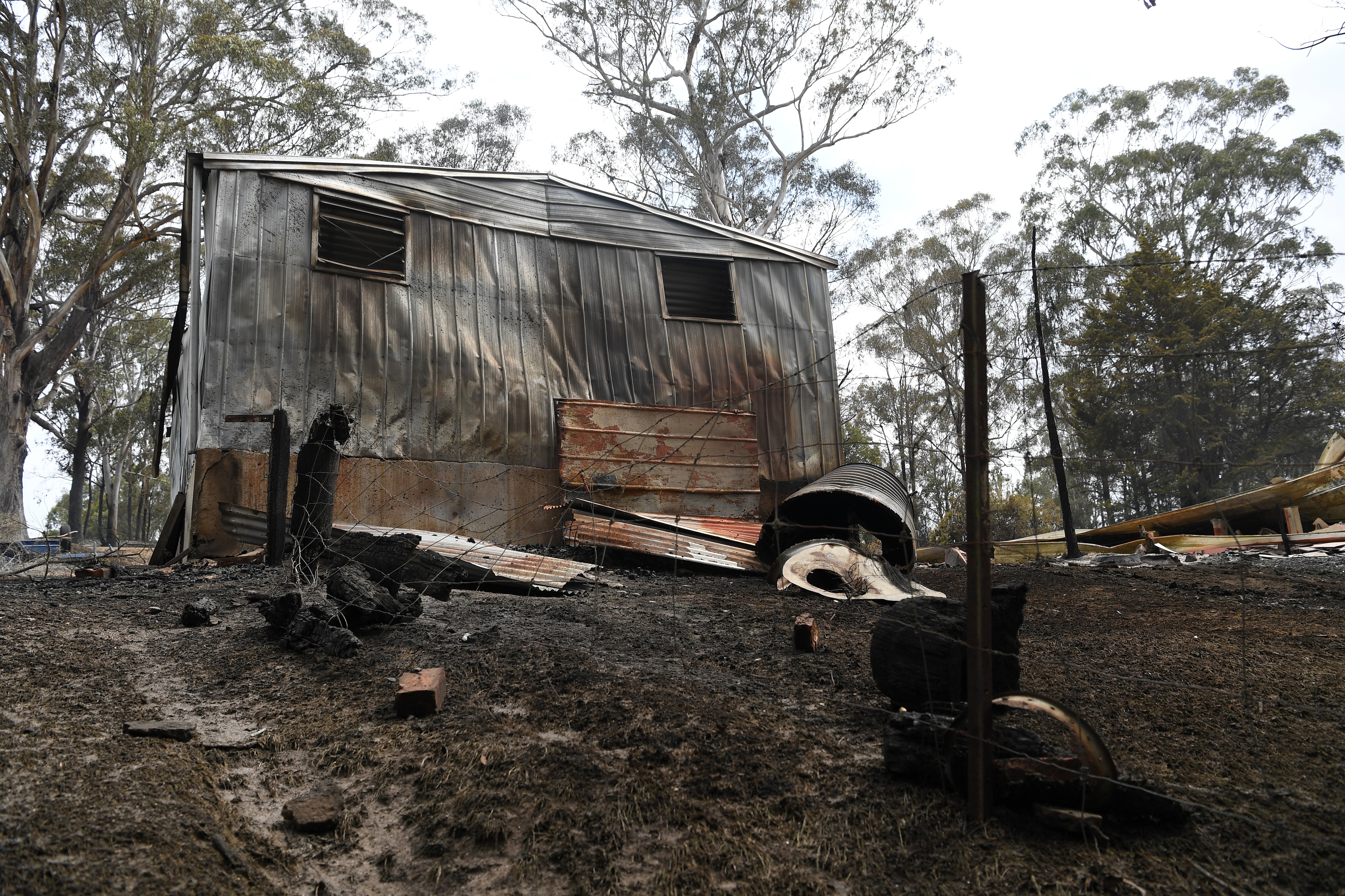 A burnt-out residence in Sarsfield, East Gippsland, Victoria.